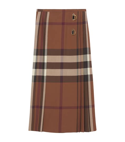 burberry long wool kilt skirt|Burberry Check Pleated Kilt Skirt .